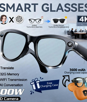 800W Dual Lens 3600mAh 4K Circular Smart AI Music Sunglasses