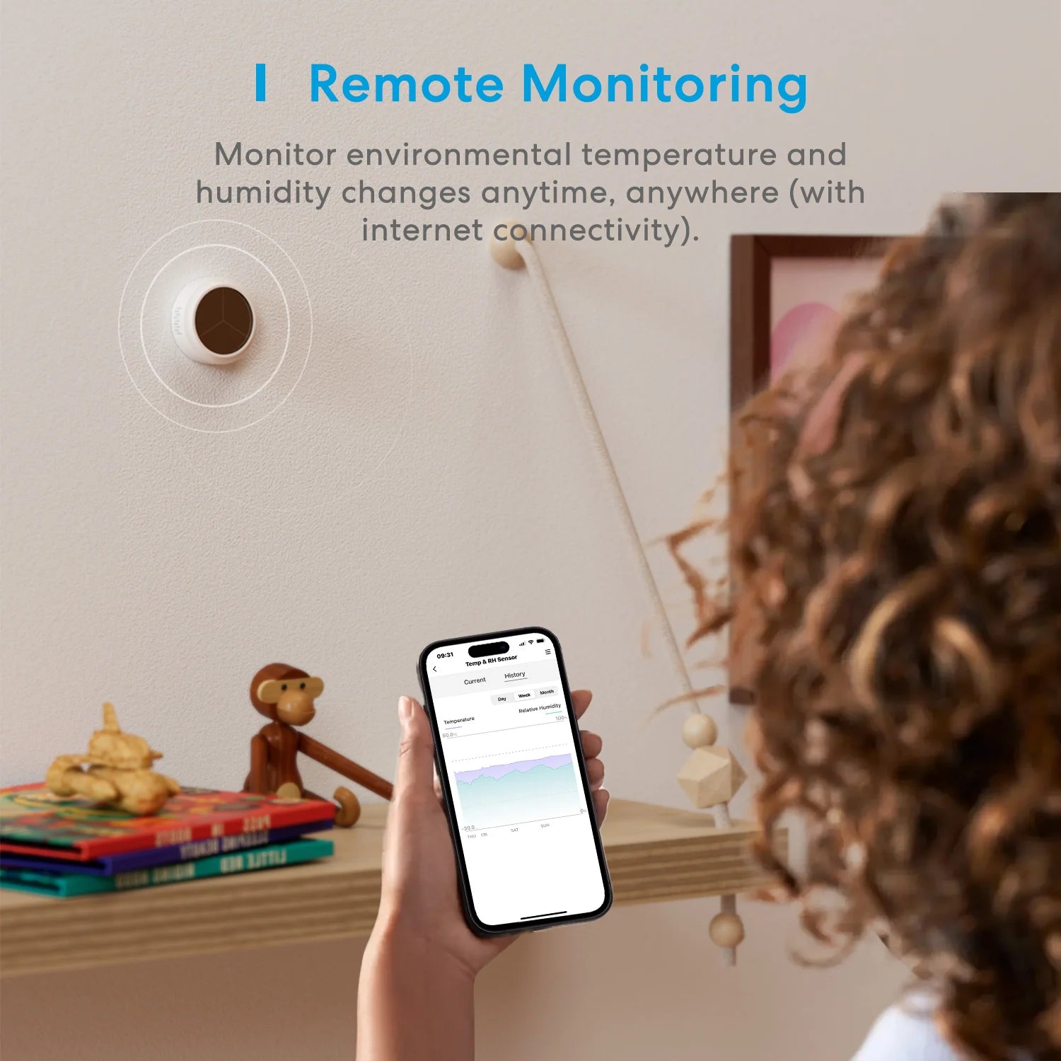 Meross WIFI Air Quality Detector Portable Smart Humidity Sensor