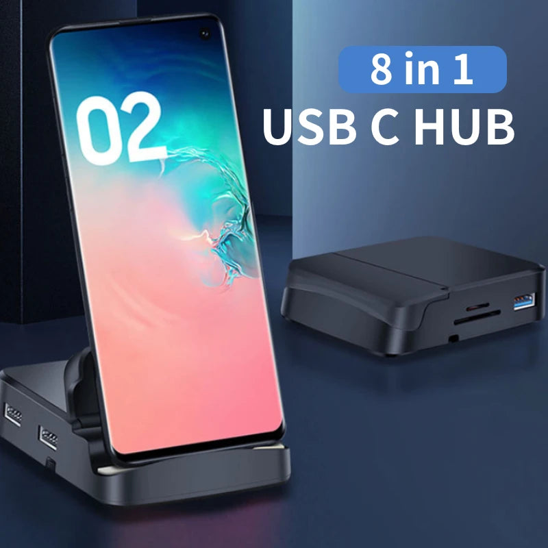 8-IN-1 Aluminum Alloy USB Type-C Splitter Docking Station Hub