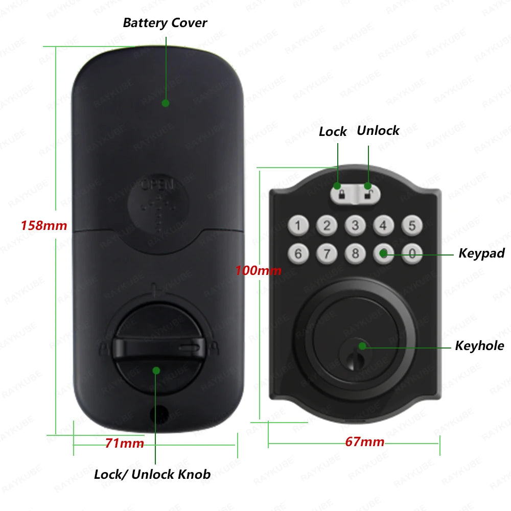 Automatic Deadbolt Digital Reversible Handle Smart Door Lock