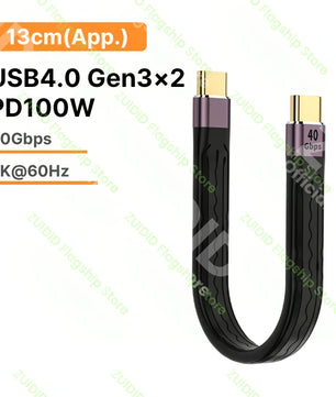 PD100W Aluminum Alloy USB4.0 Gen3 Type-C Fast Charging Cable