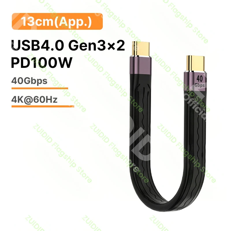 PD100W Aluminum Alloy USB4.0 Gen3 Type-C Fast Charging Cable