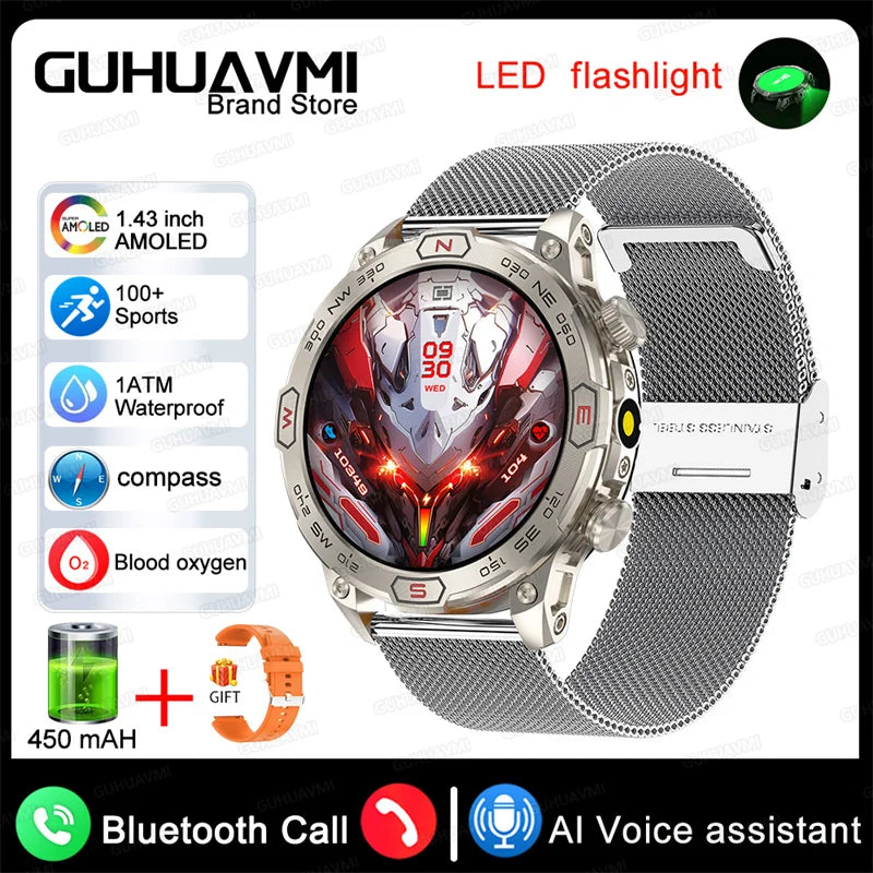 Stainless Steel Waterproof Android Round Shaped Bluetooth Smartwatch