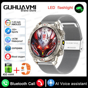 Stainless Steel Waterproof Android Round Shaped Bluetooth Smartwatch