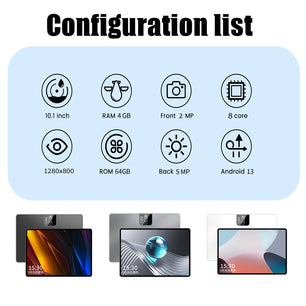 6000mAh 5MP 4GB RAM 64GB ROM Fast Charging 10.1 Inch Tablet