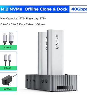 Aluminum 4 Bay 40Gbps M.2 NVMe SSD Clone Docking Station