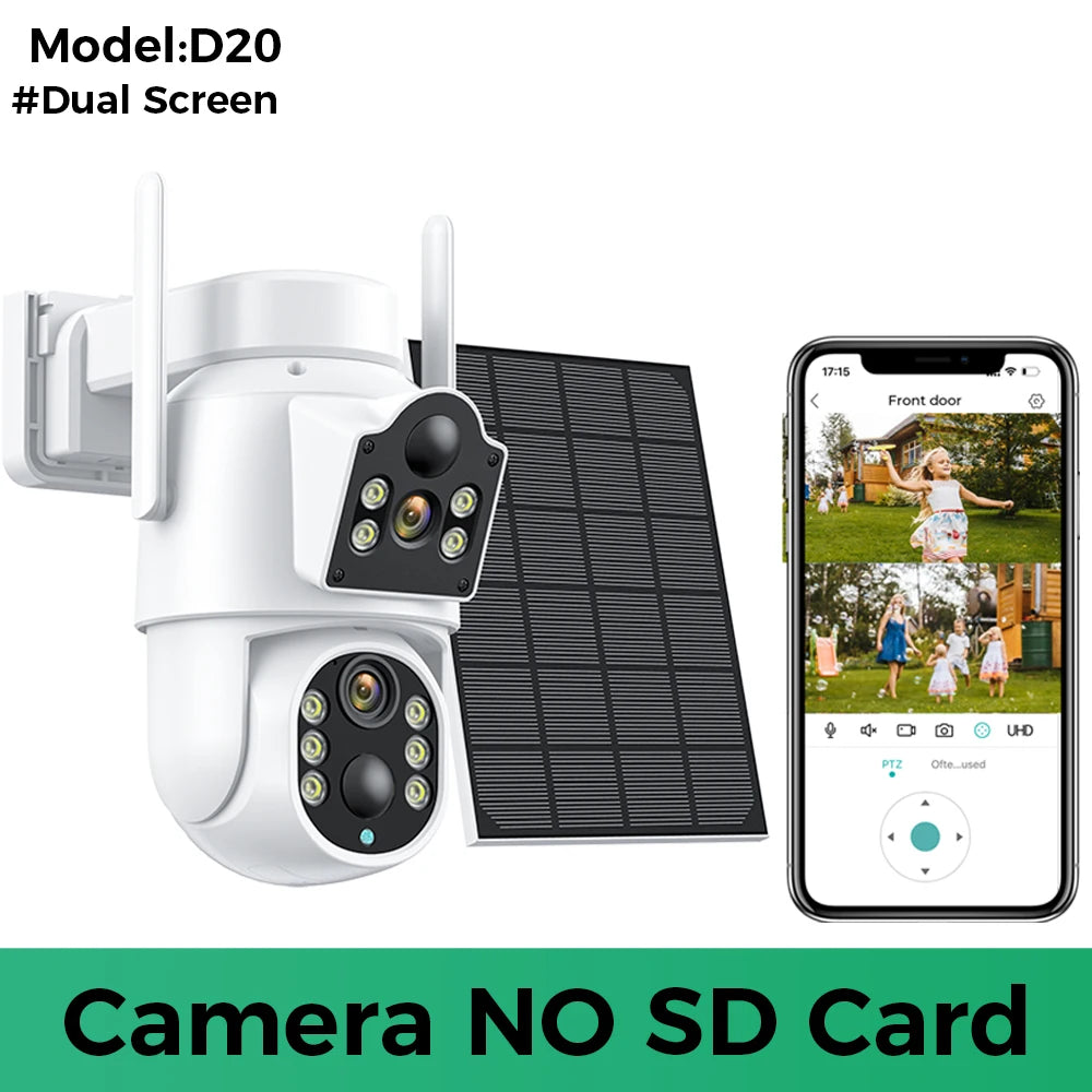 1080p 8MP 4K Solar Wifi Outdoor Dual Lens Surveillance Camera