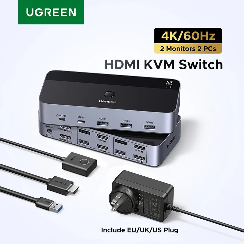 Ugreen 2-IN-1 Display 8K HDMI KVM Switch with USB Sharing