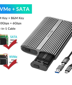 3.0 Type C External HD Hard Drive Disk Enclosure Dual Bay Storage Box