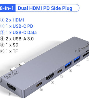 8-IN-1 USB 3.1 Card Reader HDMI USB Splitter Docking Station Hub