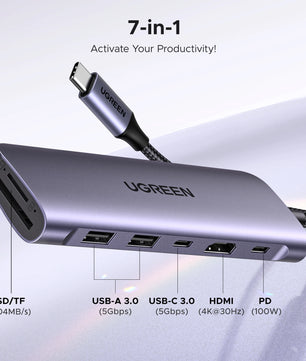Metal USB-C HUB HDMI Compatible Card Reader for Laptop MacBook