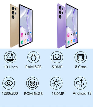 Sauenaneo 10.1-Inch 8GB+64GB Supports 1TB Octa-core Touch Screen Tablet