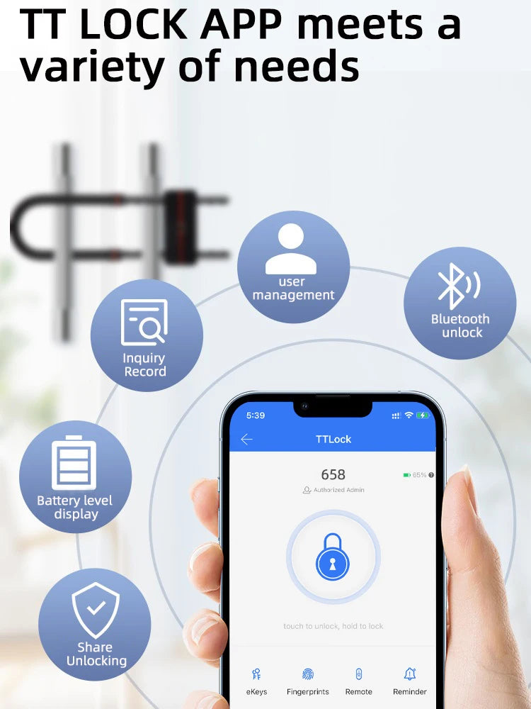 Stainless Steel Waterproof TT U-Shape Electronic Bicycle Lock