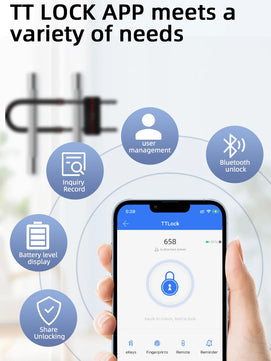 Stainless Steel Waterproof Rechargeable Battery Biometric Door Lock
