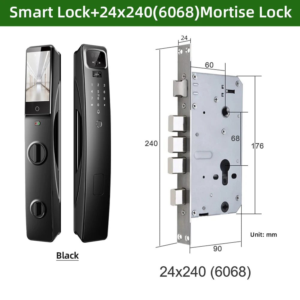 Aluminium Alloy Digital Fingerprint WIFI Reversible Smart Lock