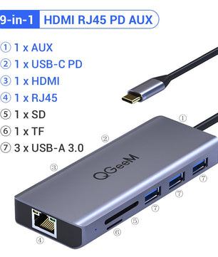 8-IN-1 USB 3.1 Card Reader HDMI USB Splitter Docking Station Hub