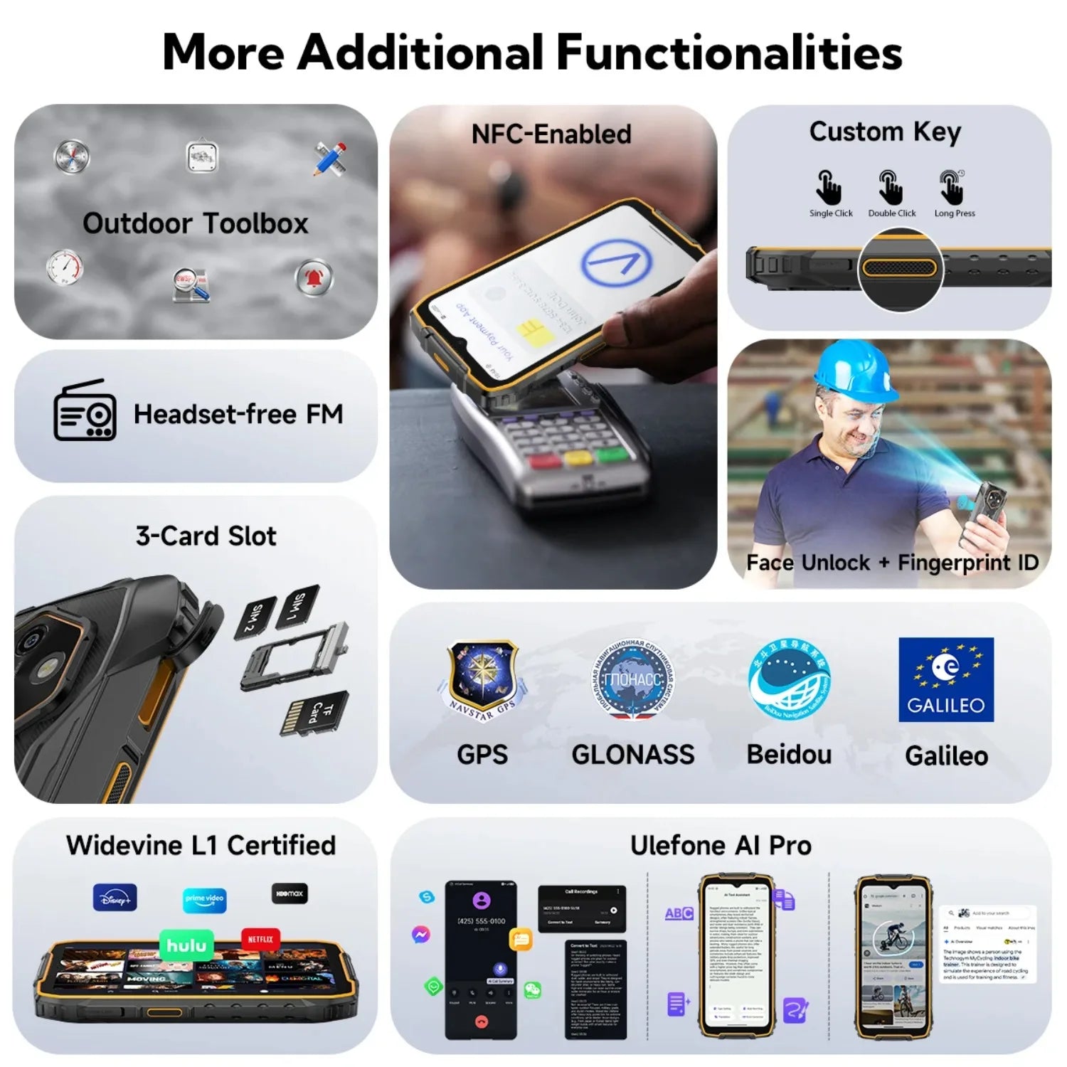 10200mAh 6.56" 512GB Android RugKing 4 Pro 4G Rugged Smartphone