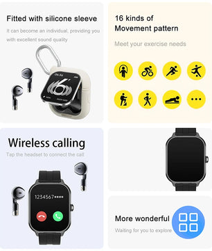 Silica Gel Waterproof Heart Rate Tracker Android Square Smartwatch