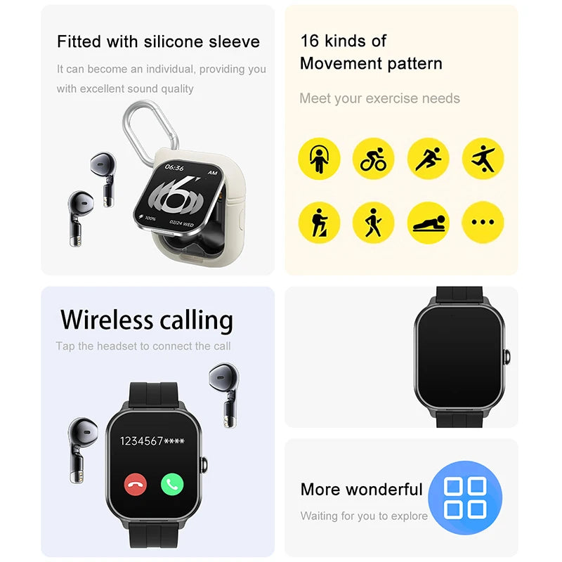 Silica Gel Waterproof Heart Rate Tracker Android Square Smartwatch