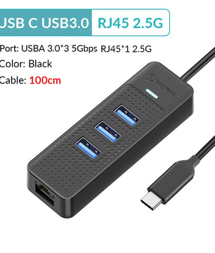 1000Mbps Ethernet Type-C USB 3.0 Hub With RJ45 USB Splitter