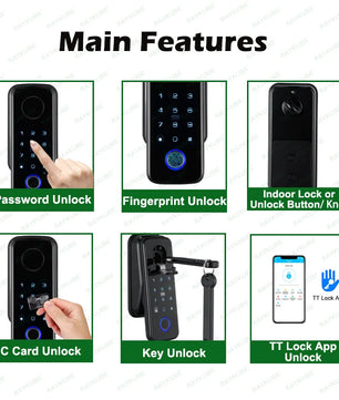 Aluminium Alloy Fingerprint Bluetooth Reversible Handle Door Lock