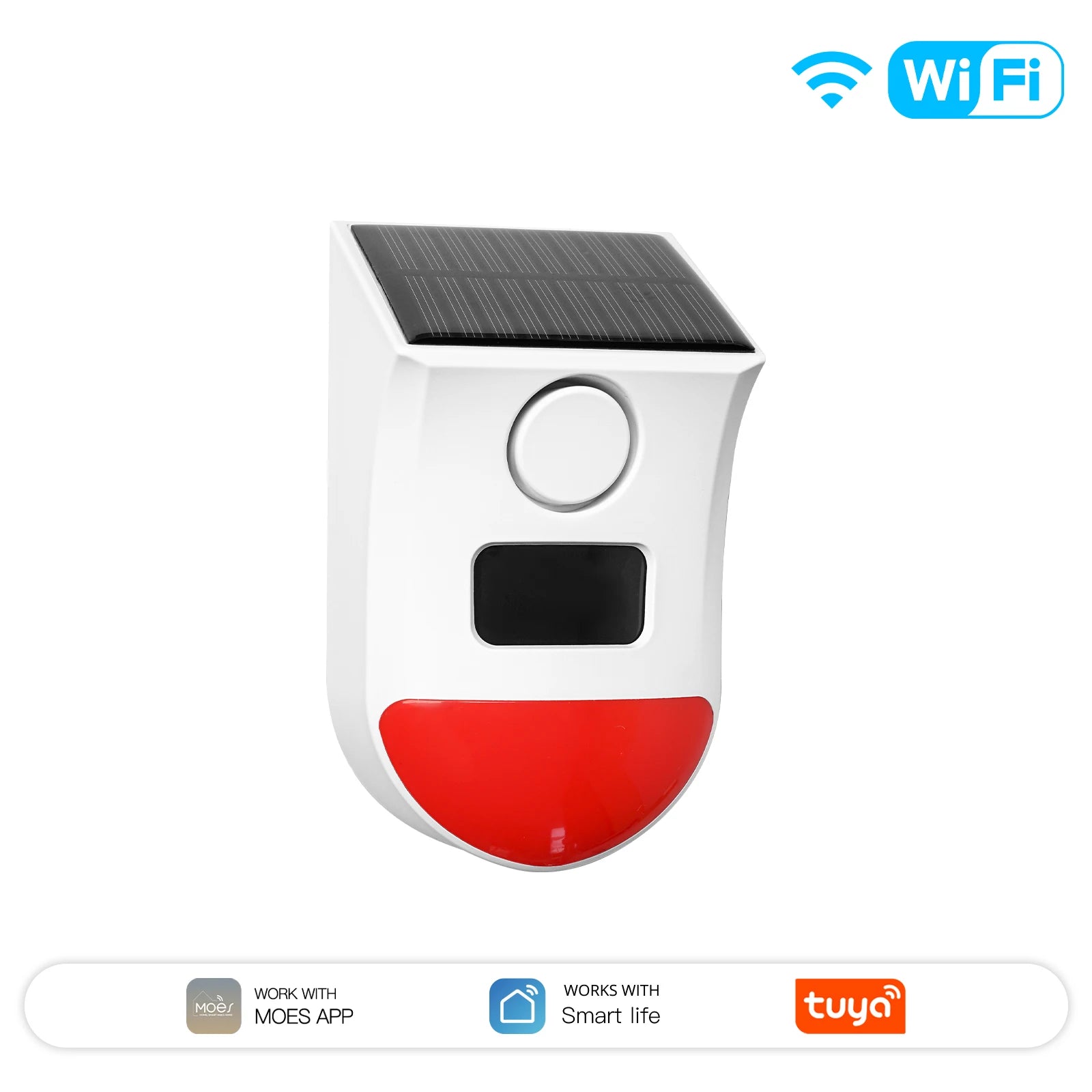 MOES Plastic WiFi Smart Solar Siren with Remote & PIR Sensor