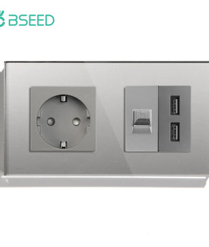 Bseed 16A Glass Panel Touch Light Wall Wireless Socket Switch