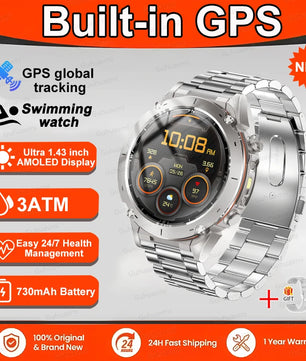 Fine Steel Waterproof Android Round Shaped Bluetooth Smartwatch
