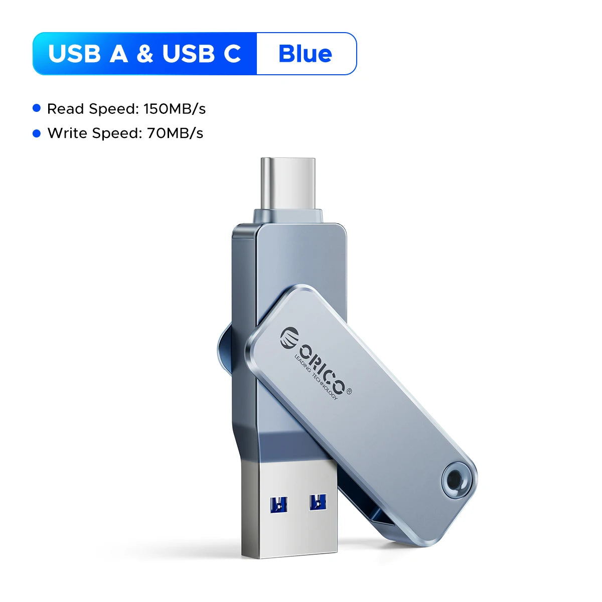 Orico 150MB/s Gen 1 Dual USB-C & USB-A Mini Thumb Drive