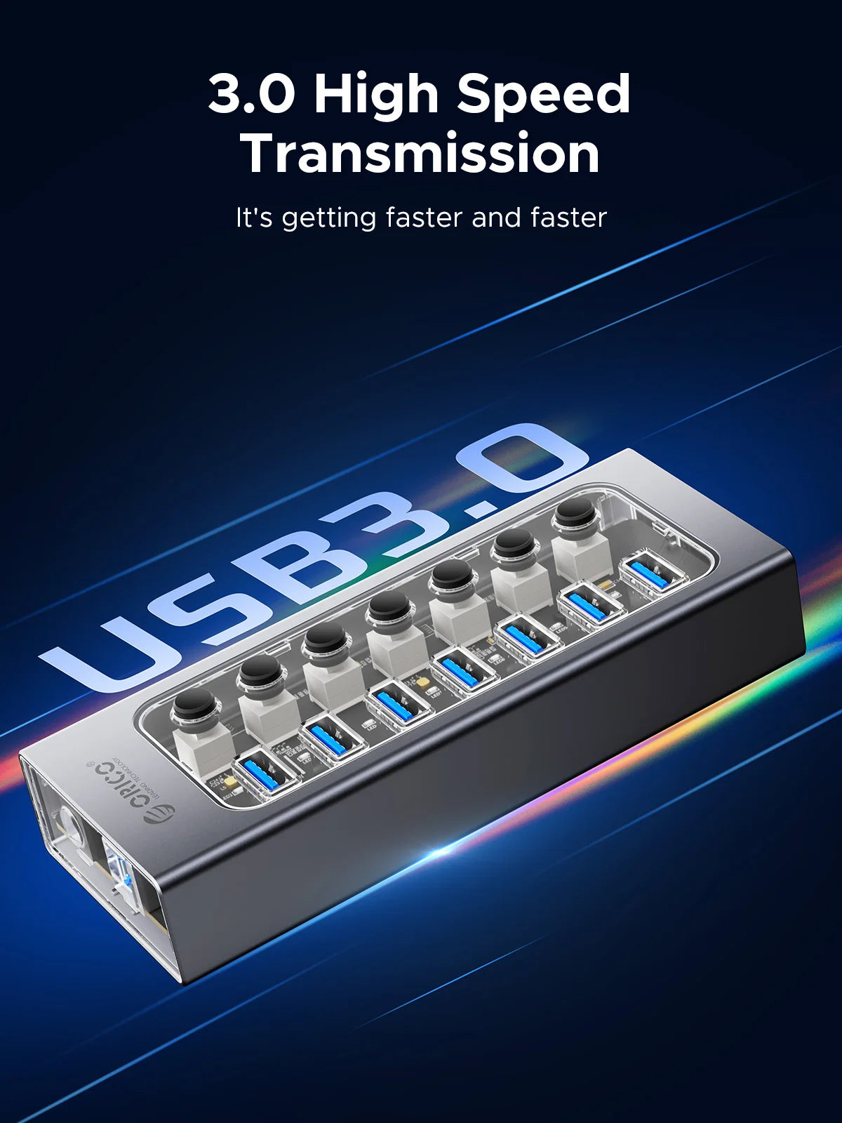 Orico 7-IN-1 Aluminum Alloy USB 3.0 Splitter Docking Station Hub