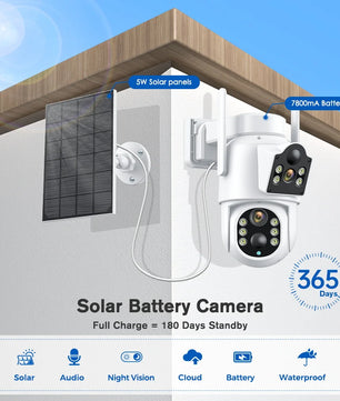 1080p 8MP 4K Solar Wifi Outdoor Dual Lens Surveillance Camera
