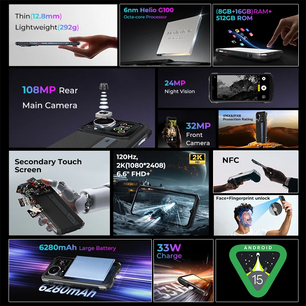 6280mAh 512GB Cyber 16 Pro 4G Android Fast Charging Smartphone