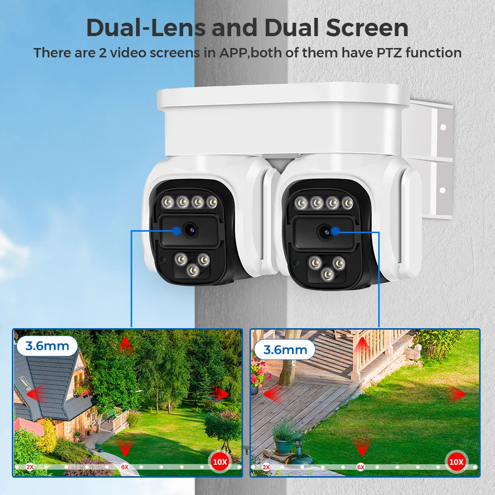 IP66 8MP Dual Lens 10X Digital Zoom Outdoor Surveillance Camera