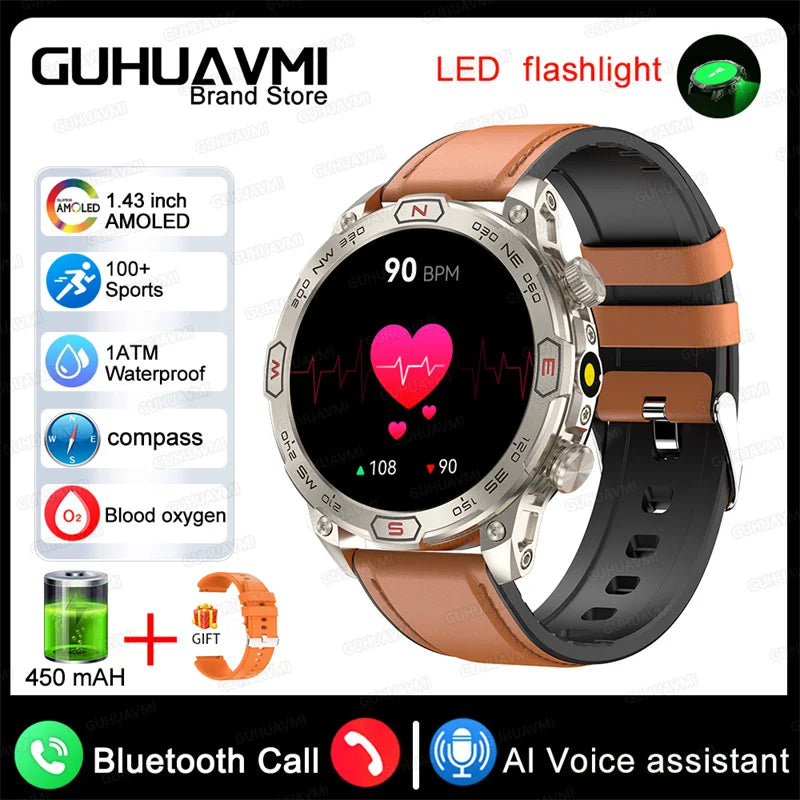 Stainless Steel Waterproof Android Round Shaped Bluetooth Smartwatch