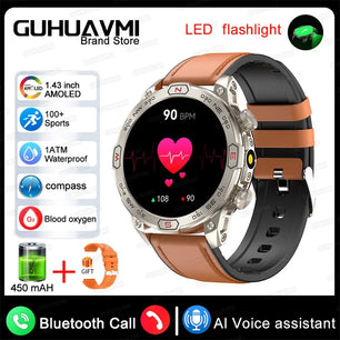 Stainless Steel Waterproof Android Round Shaped Bluetooth Smartwatch