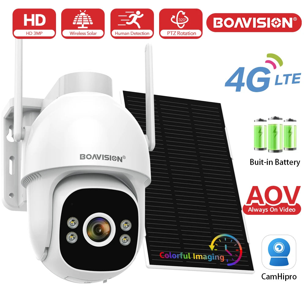 Boavision 4G 128GB Solar Outdoor Night Vision Security Camera