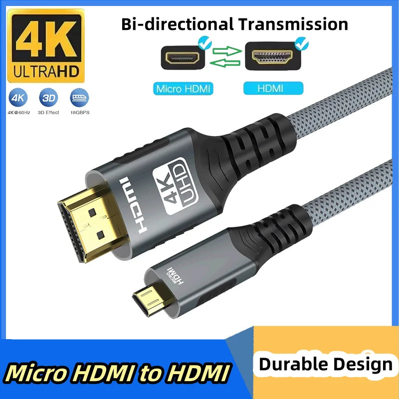Aluminium 7.3mm HDMI-Compatible 2.0 High Speed Cable For Laptop