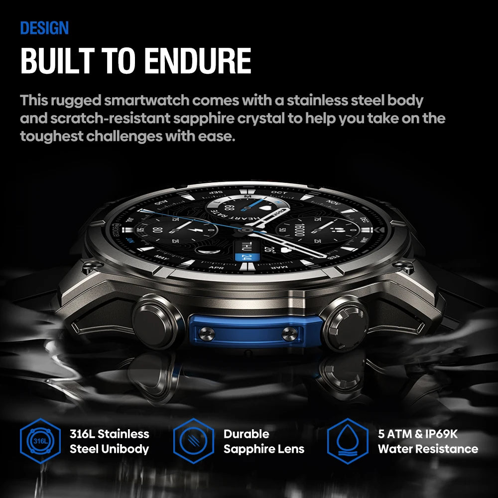 Steel Amoled Display Waterproof Android Round Shaped Smartwatch