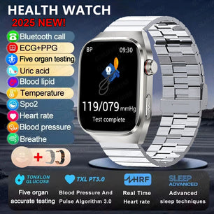Fine Steel Waterproof Android Square Shaped Bluetooth Smartwatch