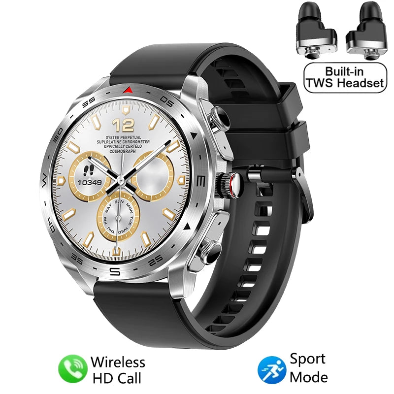 2-In-1 Waterproof Alloy AMOLED Display Smartwatch With Earphones