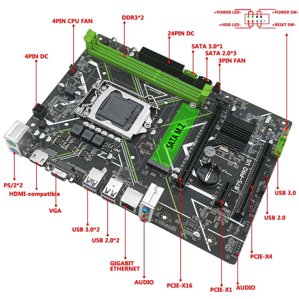 16GB RAM LGA 1155 Intel Xeon I5 3570 Desktop Motherboard Set