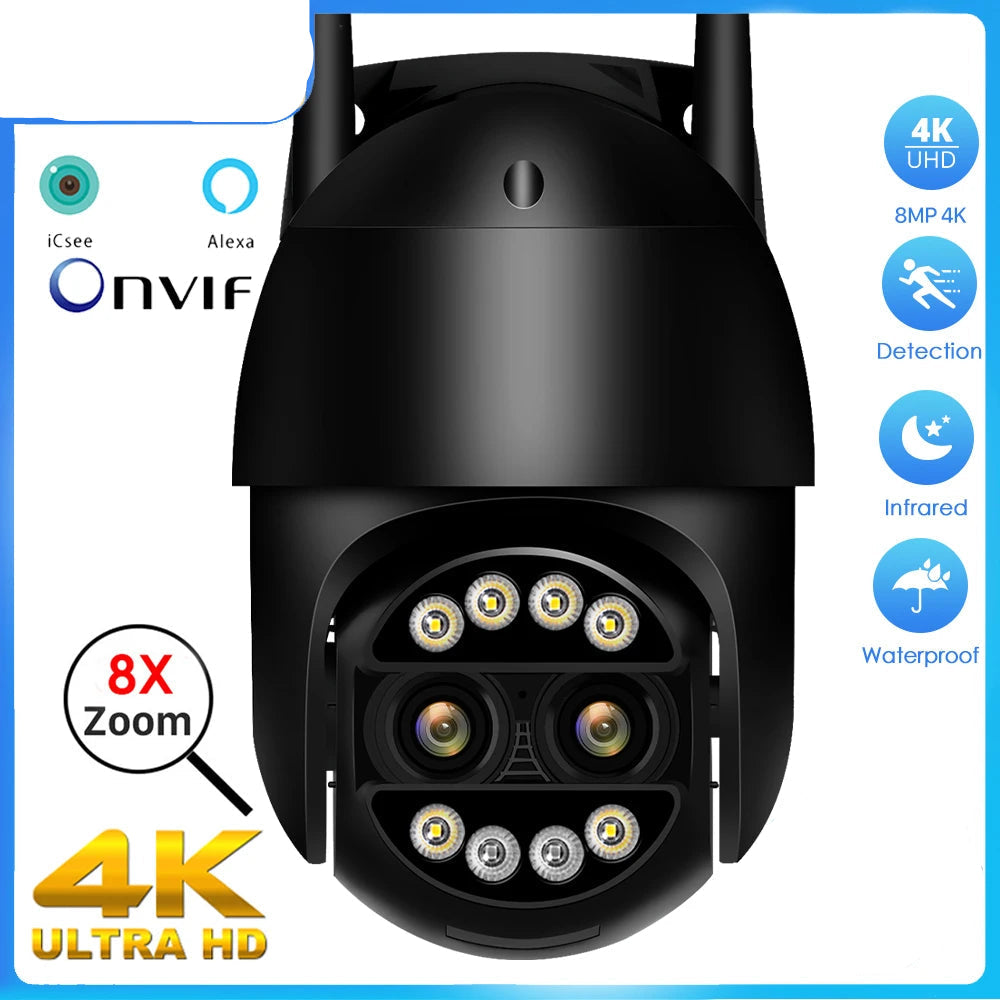 IP66 8MP 8X Zoom Dual Lens Surveillance Dome Camera