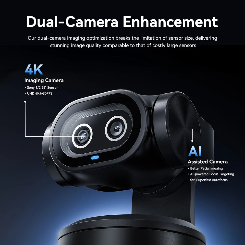 Plastic 8MP Dual AI Tracking Video Camera for Streaming