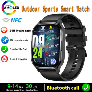 Silica Gel Waterproof Android Square Shaped Amoled Screen Smartwatch