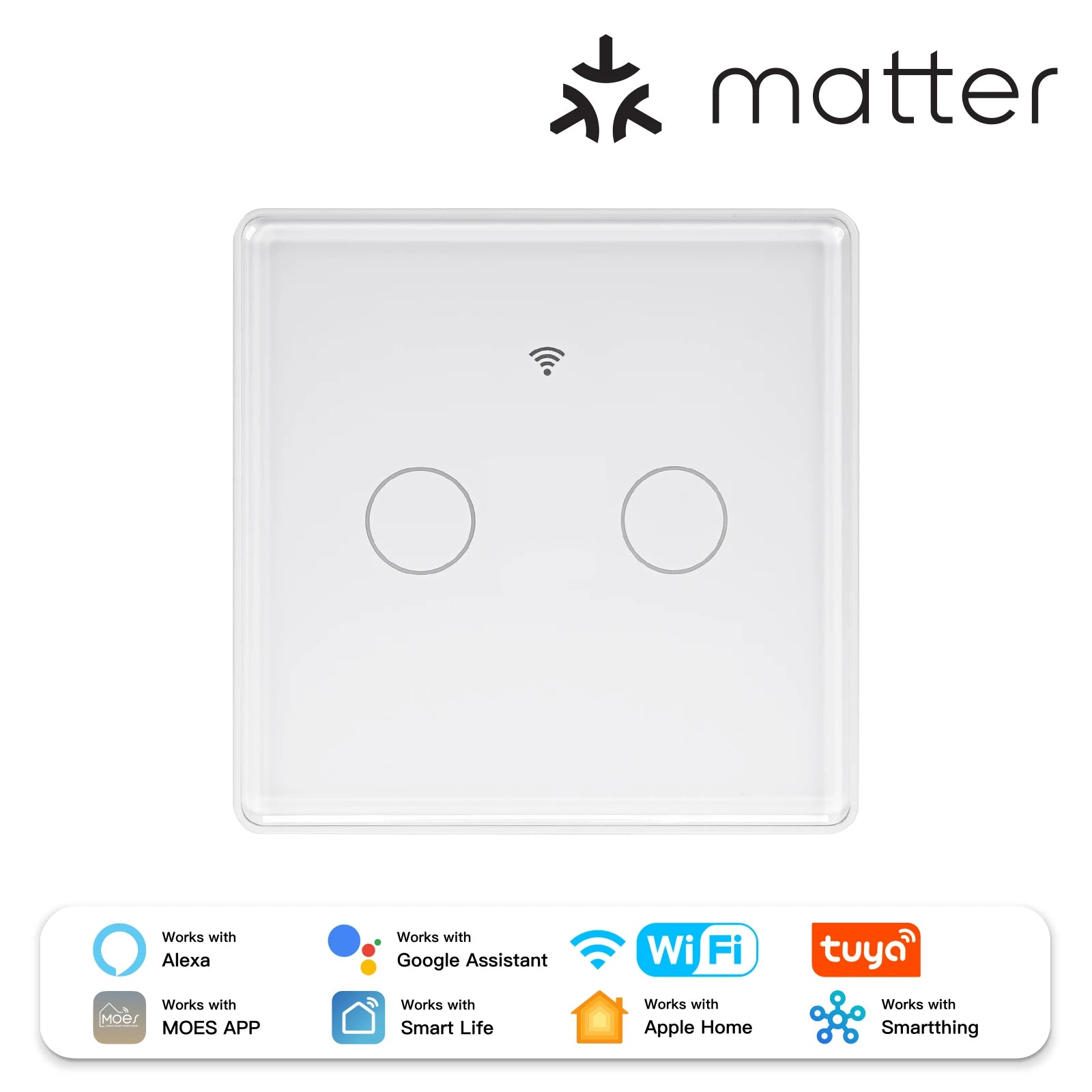 MOES Tuya 2.5D Matter WiFi Smart Light Switch with Neutral Wire