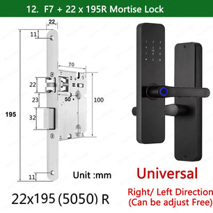 Zinc Alloy Fingerprint Bluetooth Rechargeable Battery Door Lock