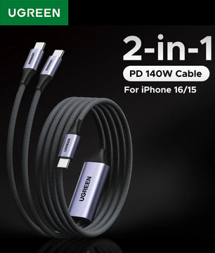 Ugreen 2 In 1 Type C PD140W Fast Charging Cable For MacBook