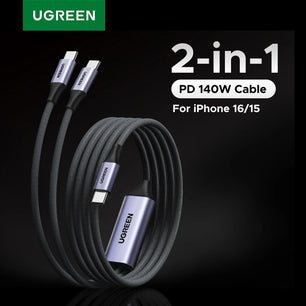 Ugreen 2 In 1 Type C PD140W Fast Charging Cable For MacBook