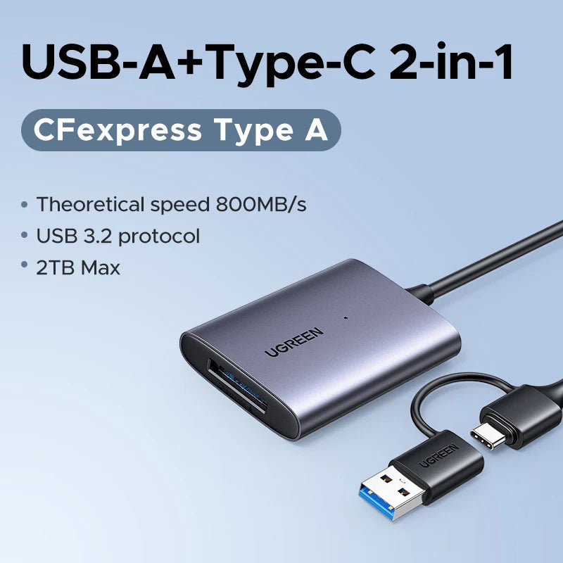 Ugreen Metal 800MB/s USB-C 2-in-1 Plug Single Slot Card Reader