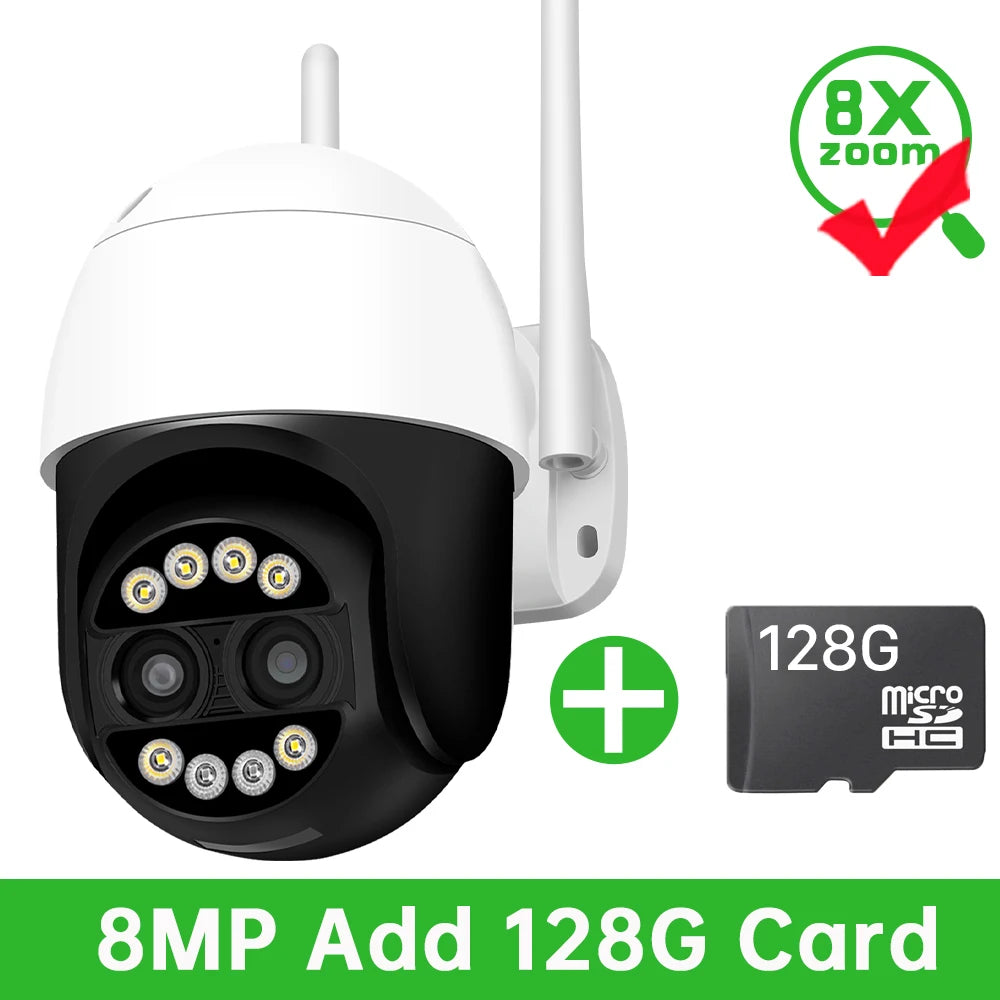 IP66 8MP Dual Lens Night Vision Auto Tracking Surveillance Camera
